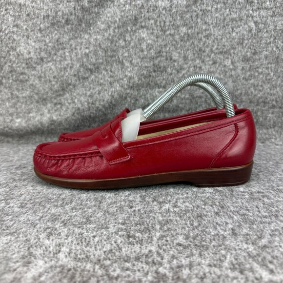 ✅SAS Womens 8.5N Red Leather Tripad Comfort Penny Loafers Slip-On Moccasin Style - Picture 8 of 12